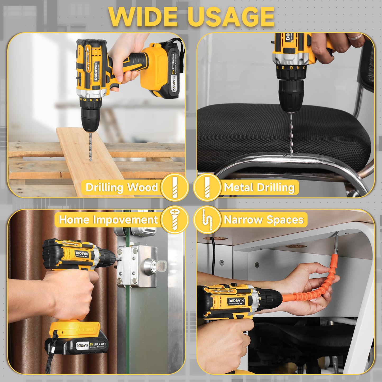 DODOWIN 21V Cordless Impact Drill Set