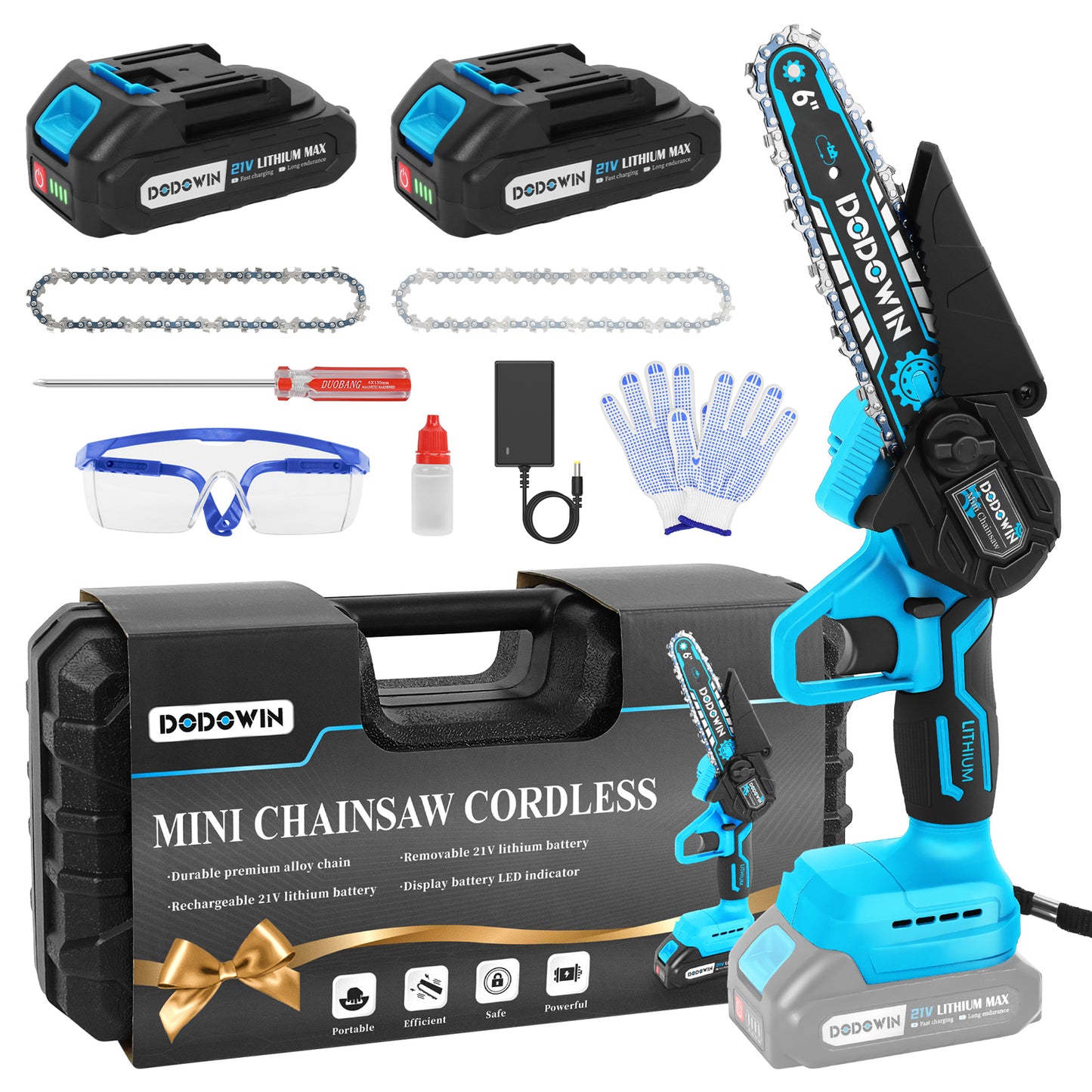 DODOWIN Mini Chainsaw Cordless,6'' Electric Portable Chain Saw