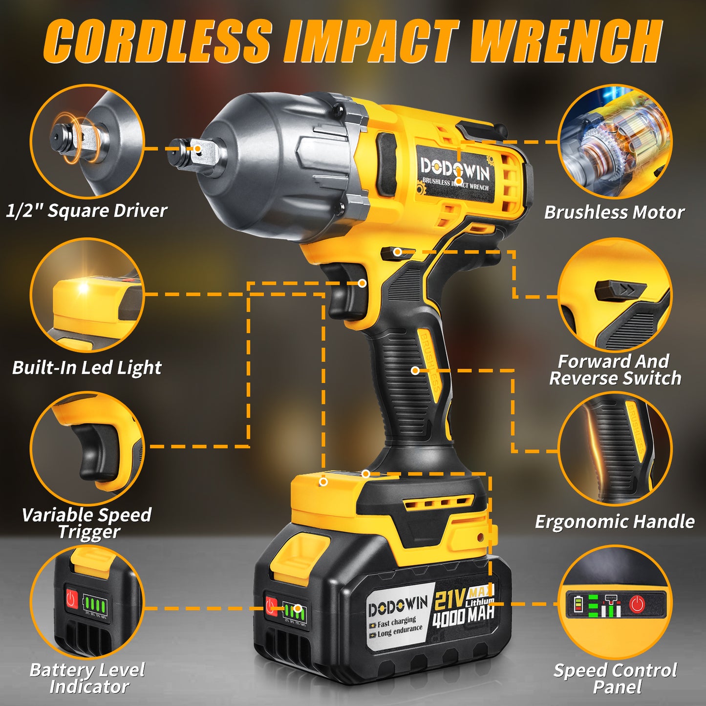 DODOWIN 1000N.m Impact Wrench Tool Set