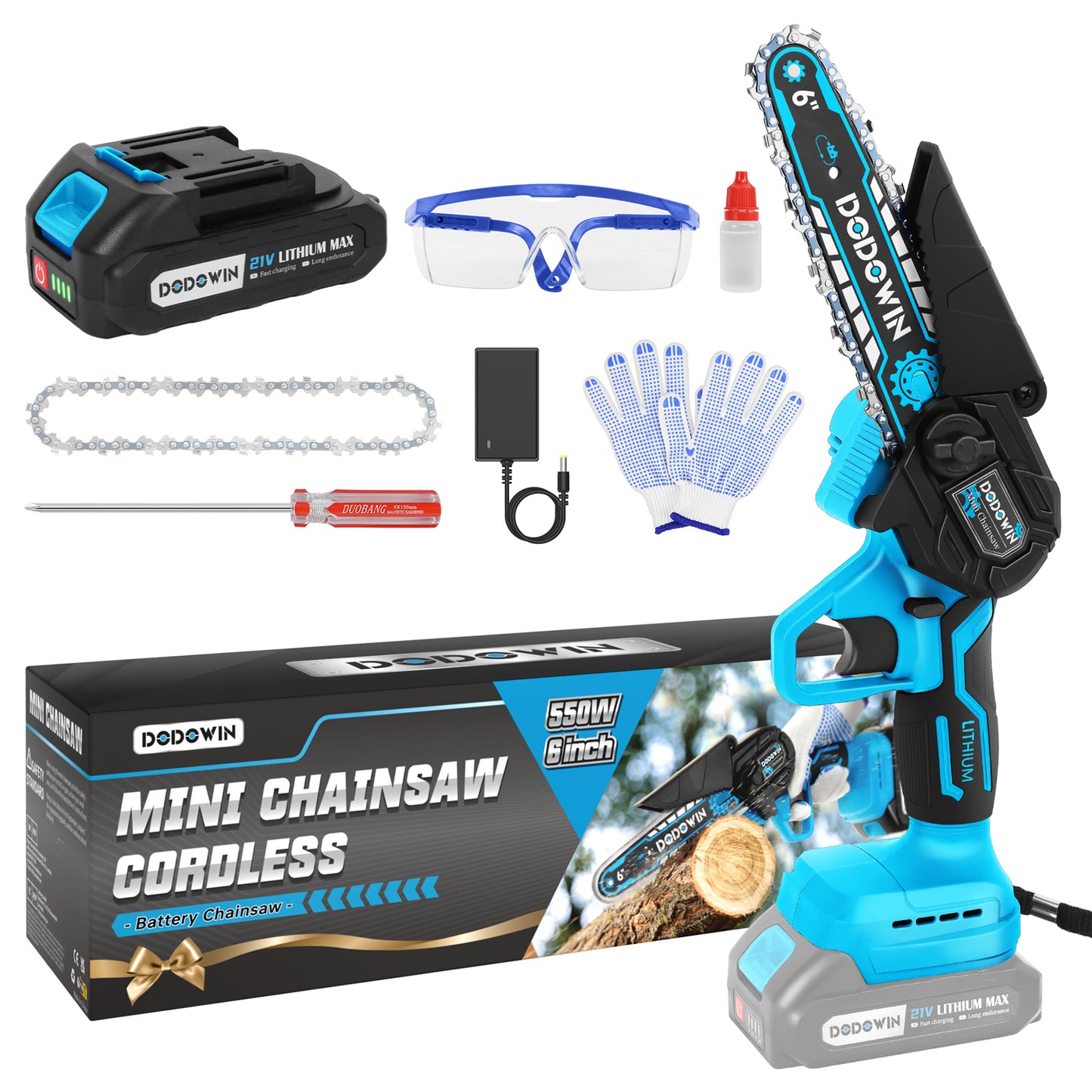 DODOWIN Mini Chainsaw Cordless,6'' Electric Portable Chain Saw