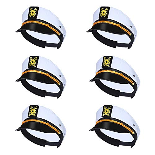 dodowin Captain Sailor Hats for Women Men, Adjustable Boat Yacht Rock Costumes for Hugh Hefner Playboy Party 1/4/5/6 Pack