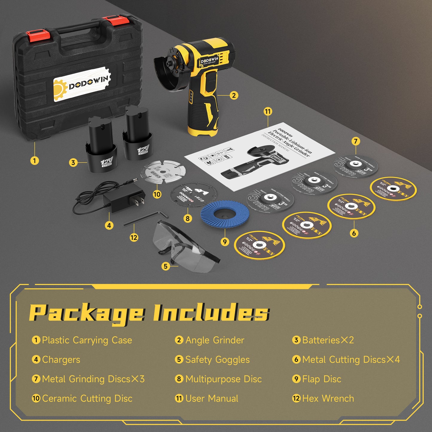DODOWIN 12V Electric Polishing Grinding Machine