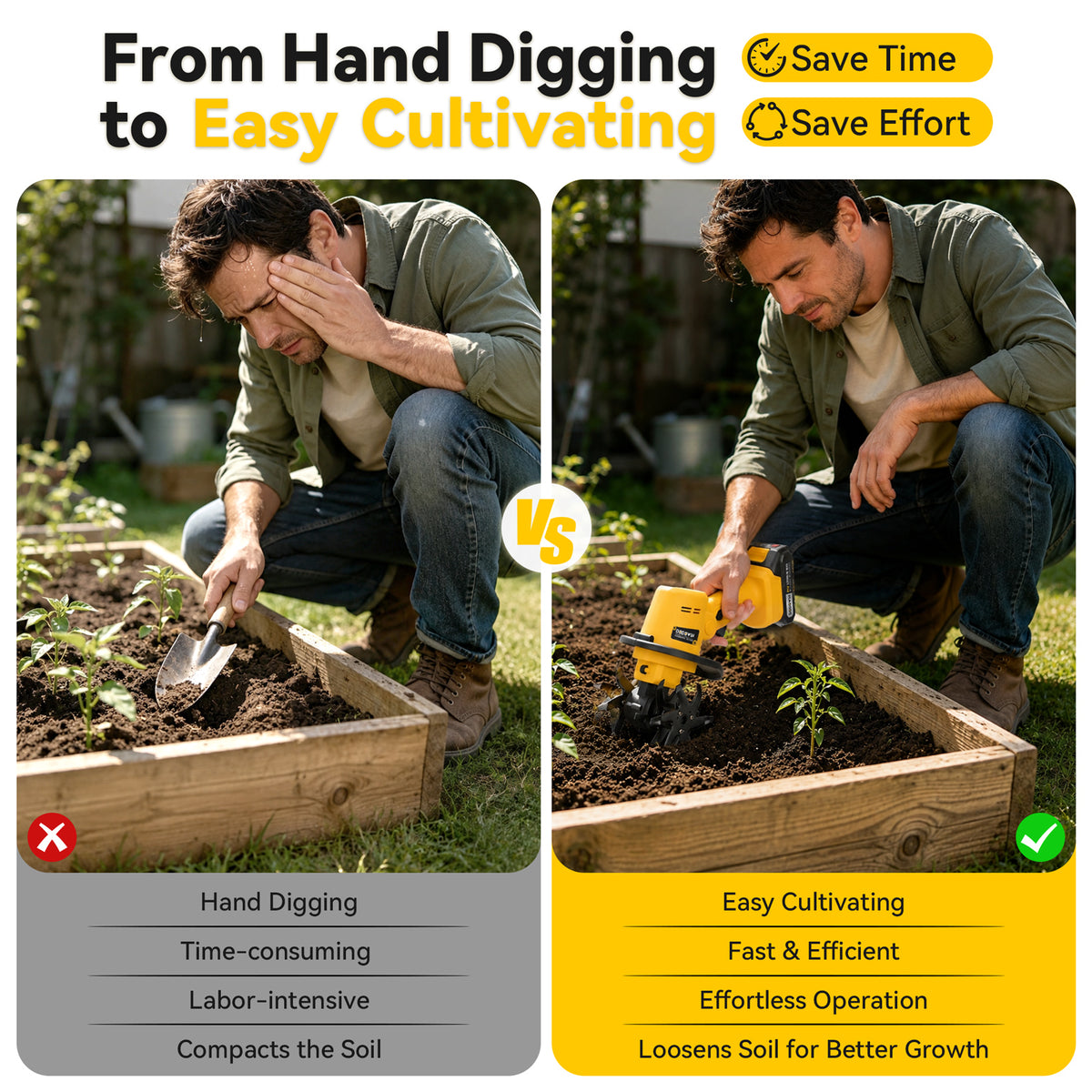DODOWIN Handheld Cordless Garden Cultivator Kit