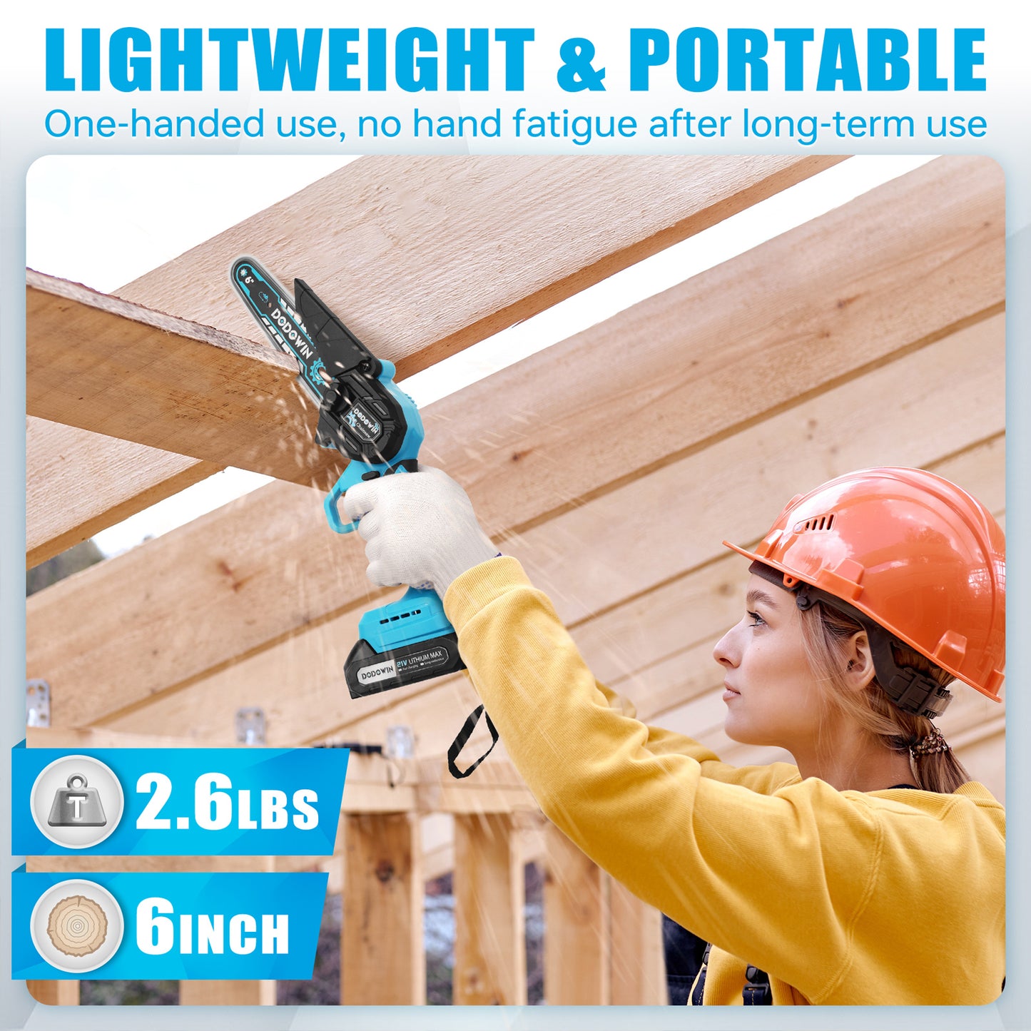 DODOWIN Mini Chainsaw Cordless,6'' Electric Portable Chain Saw