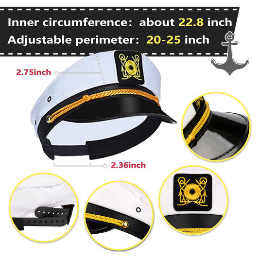 dodowin Captain Sailor Hats for Women Men, Adjustable Boat Yacht Rock Costumes for Hugh Hefner Playboy Party 1/4/5/6 Pack