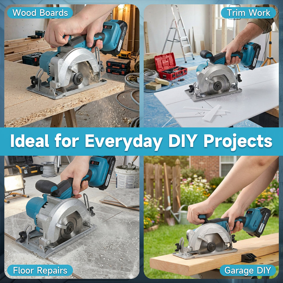 DODOWIN Cordless Circular Saw Kit with Adjustable Base