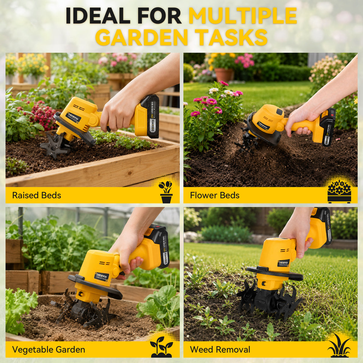 DODOWIN Handheld Cordless Garden Cultivator Kit