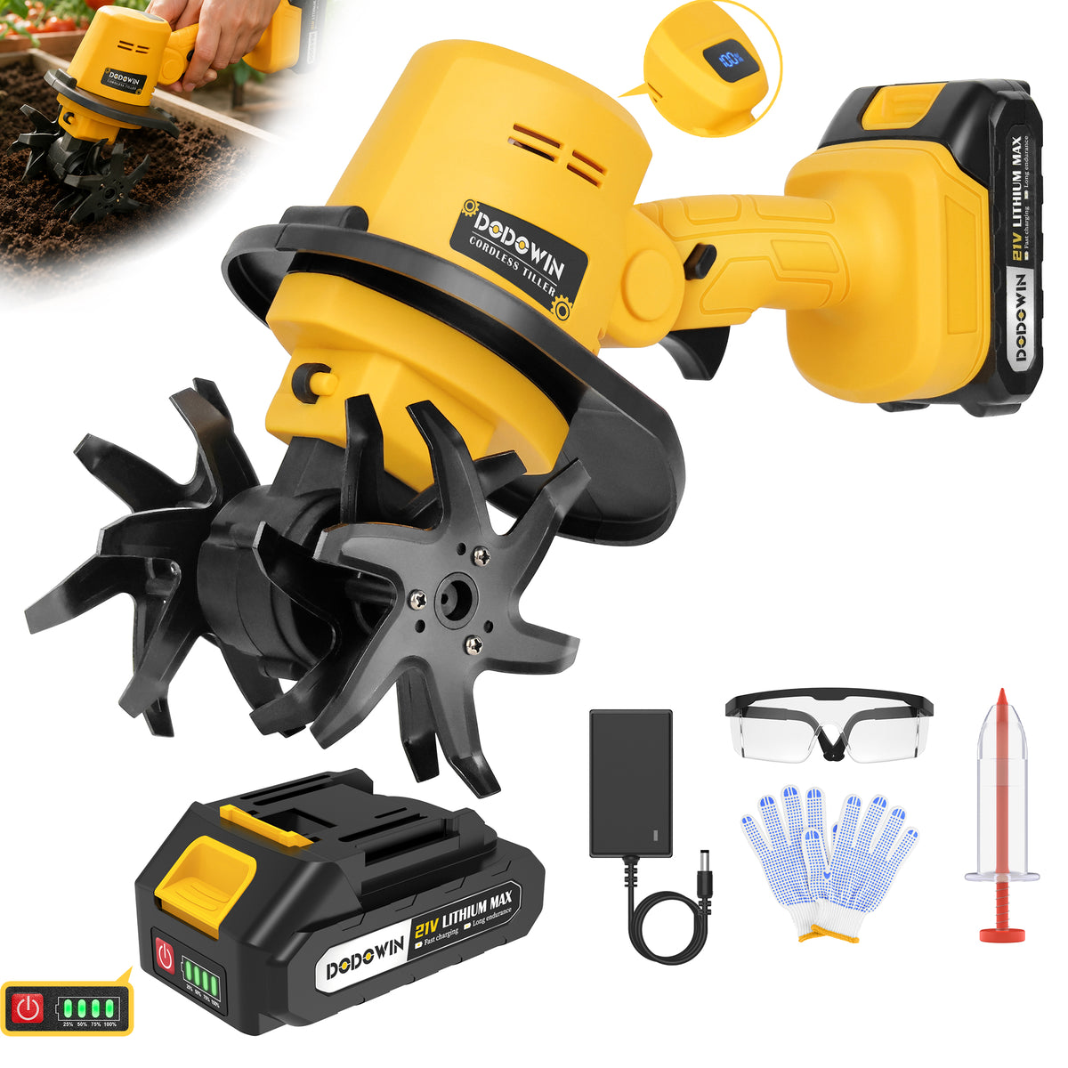 DODOWIN Handheld Cordless Garden Cultivator Kit
