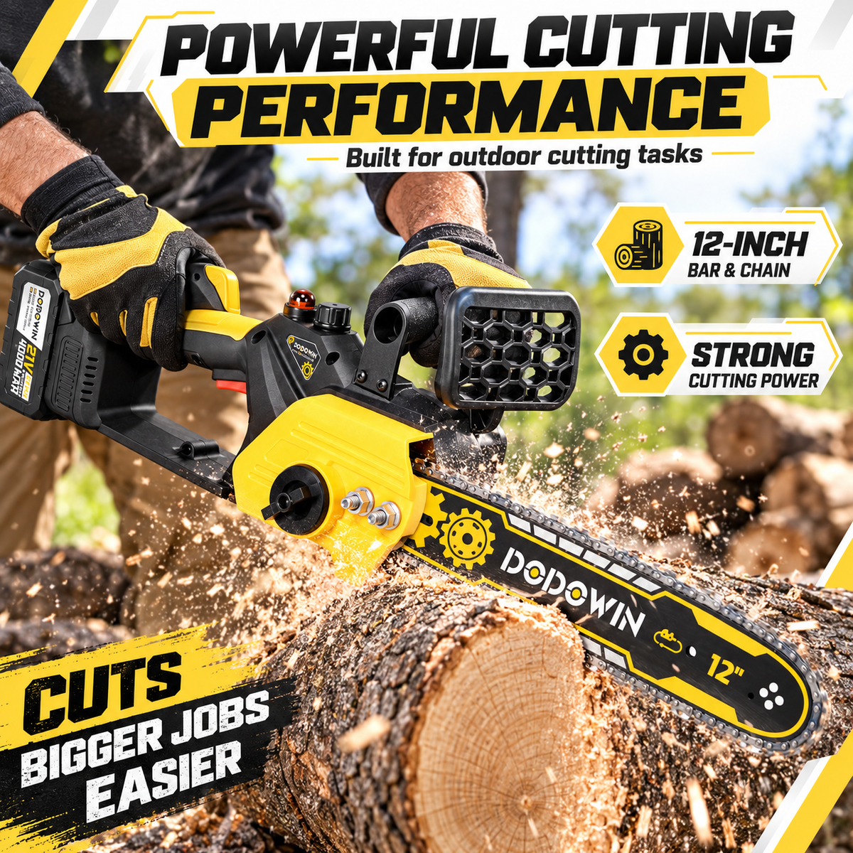DODOWIN MS7 12-Inch Cordless Chainsaw Kit