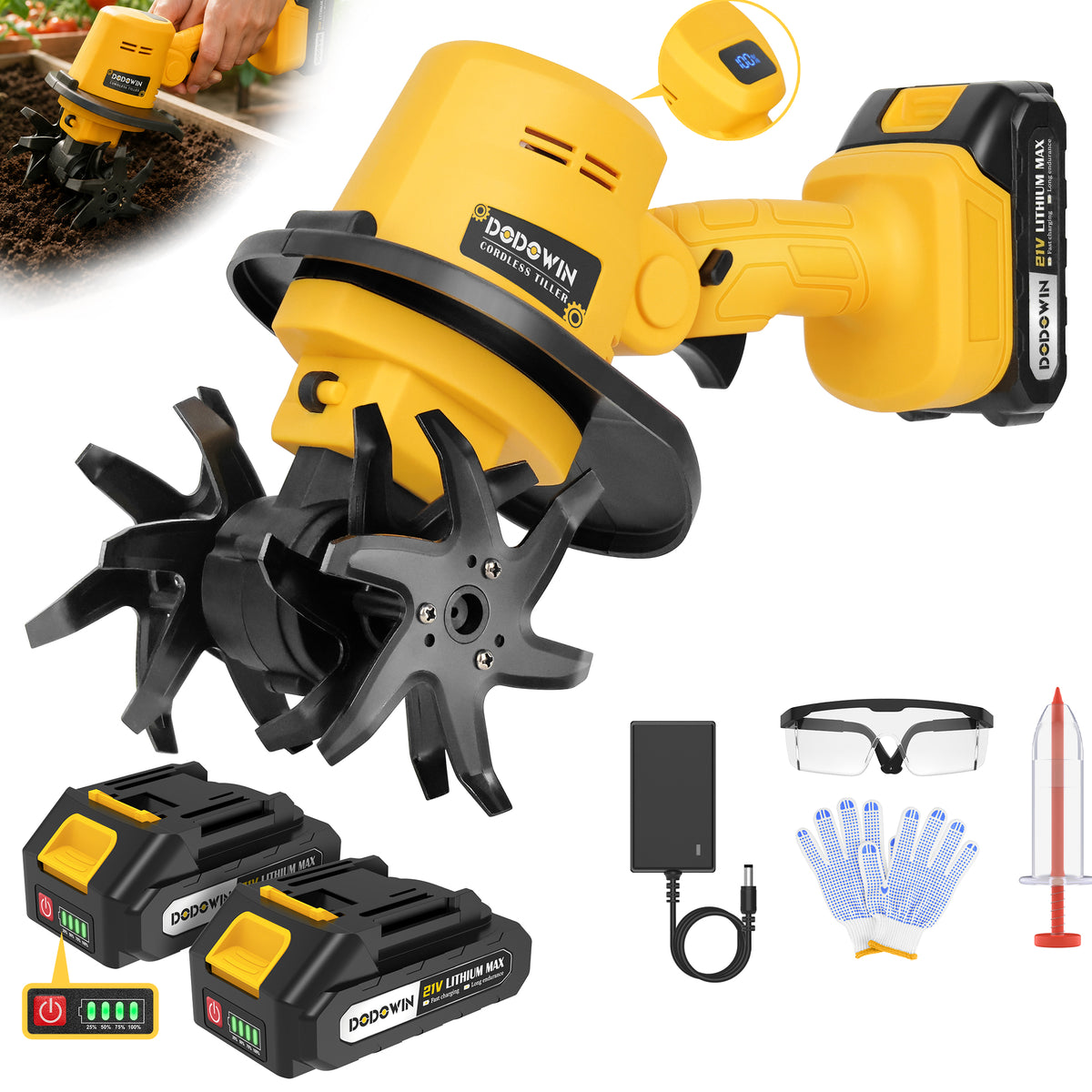 DODOWIN Handheld Cordless Garden Cultivator Kit