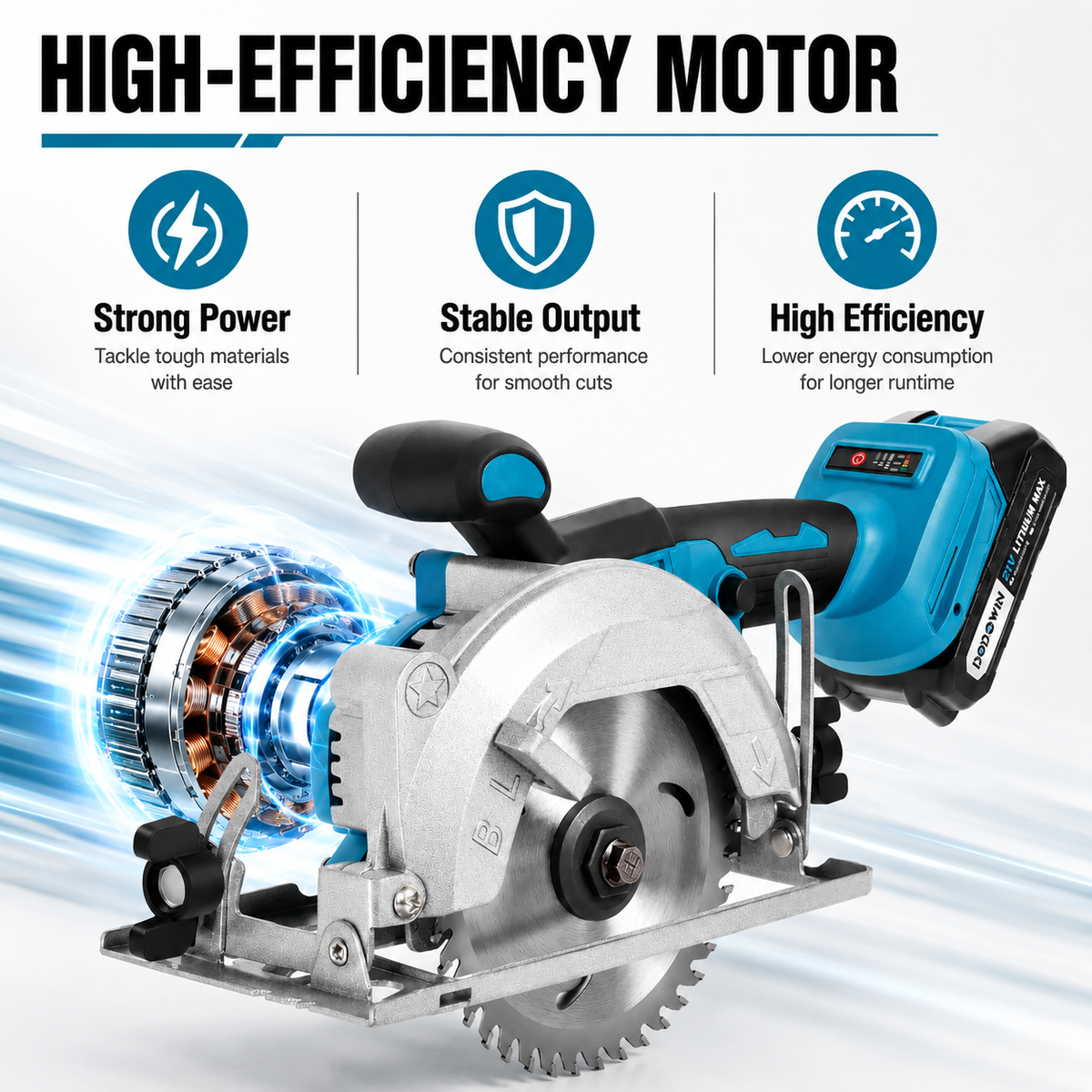 DODOWIN Cordless Circular Saw Kit with Adjustable Base