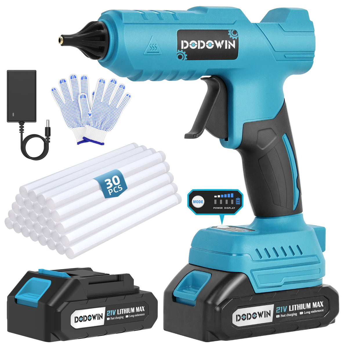 DODOWIN Cordless Hot Glue Gun Kit with Battery and 30 Glue Sticks