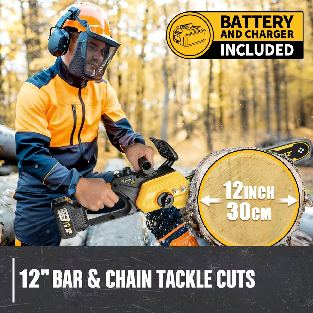 DODOWIN MS7 12-Inch Cordless Chainsaw Kit