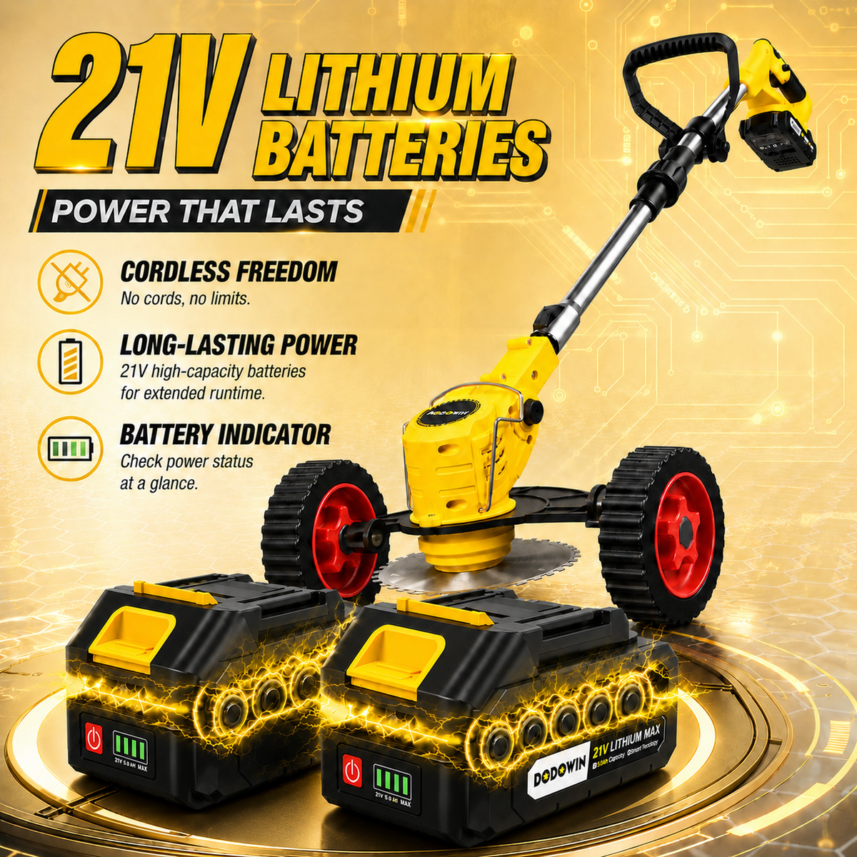 DODOWIN Folding Cordless Grass Trimmer for Lawn Edges