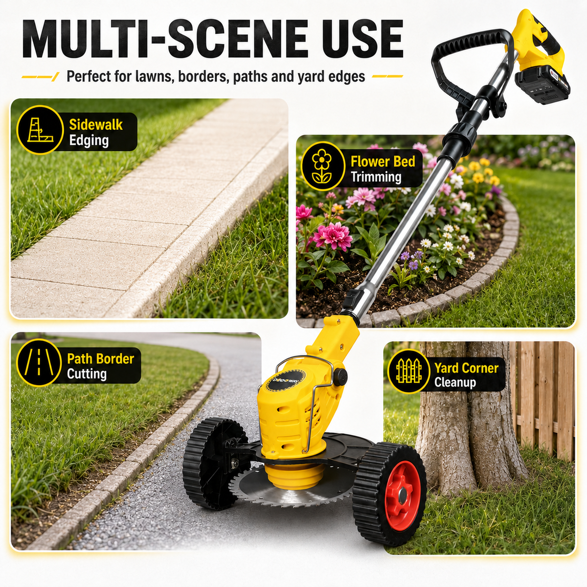 DODOWIN Folding Cordless Grass Trimmer for Lawn Edges