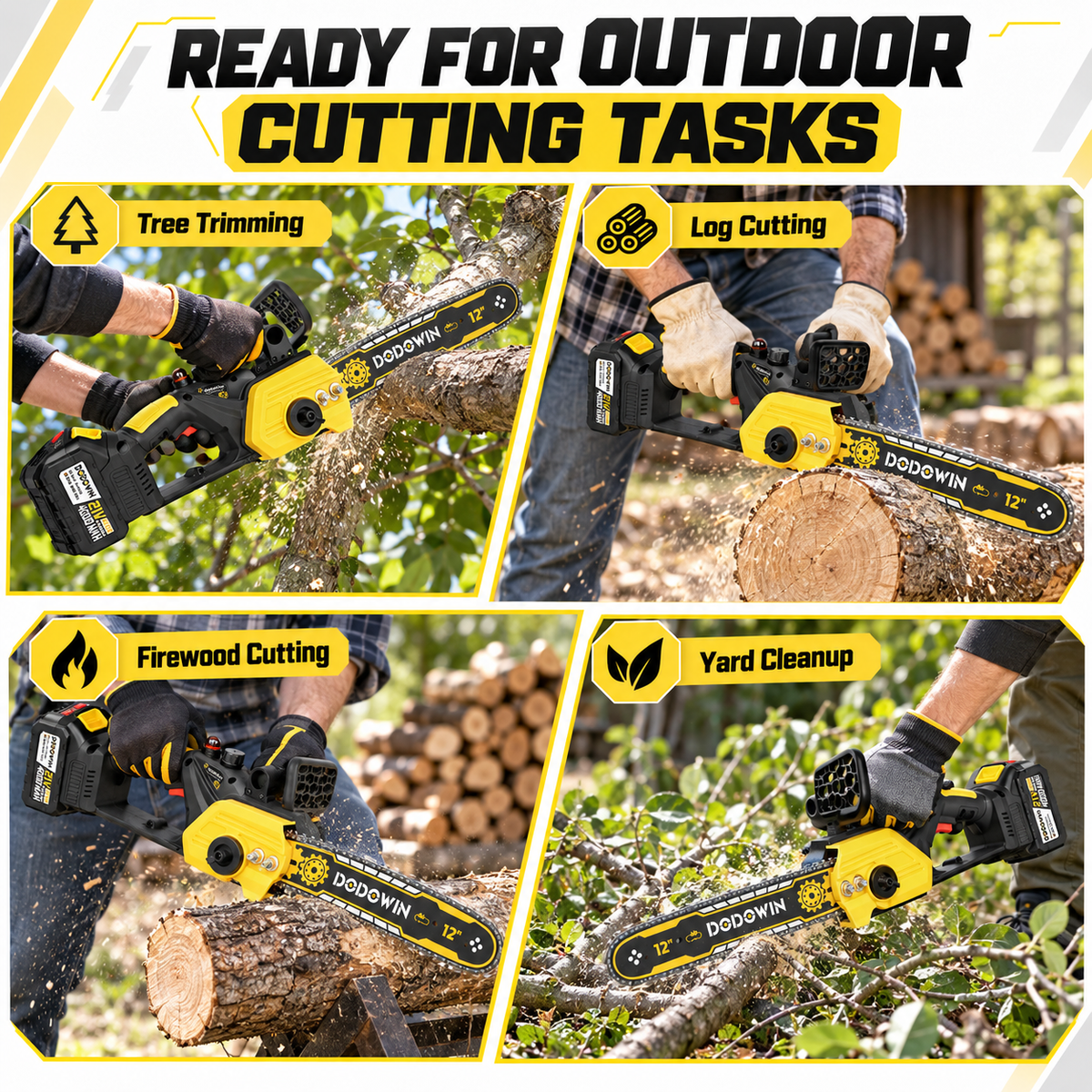 DODOWIN MS7 12-Inch Cordless Chainsaw Kit