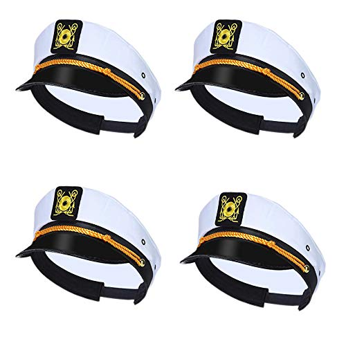 dodowin Captain Sailor Hats for Women Men, Adjustable Boat Yacht Rock Costumes for Hugh Hefner Playboy Party 1/4/5/6 Pack