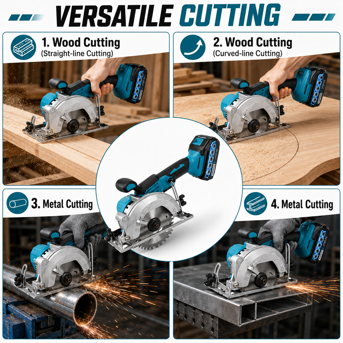 DODOWIN Cordless Circular Saw Kit with Adjustable Base
