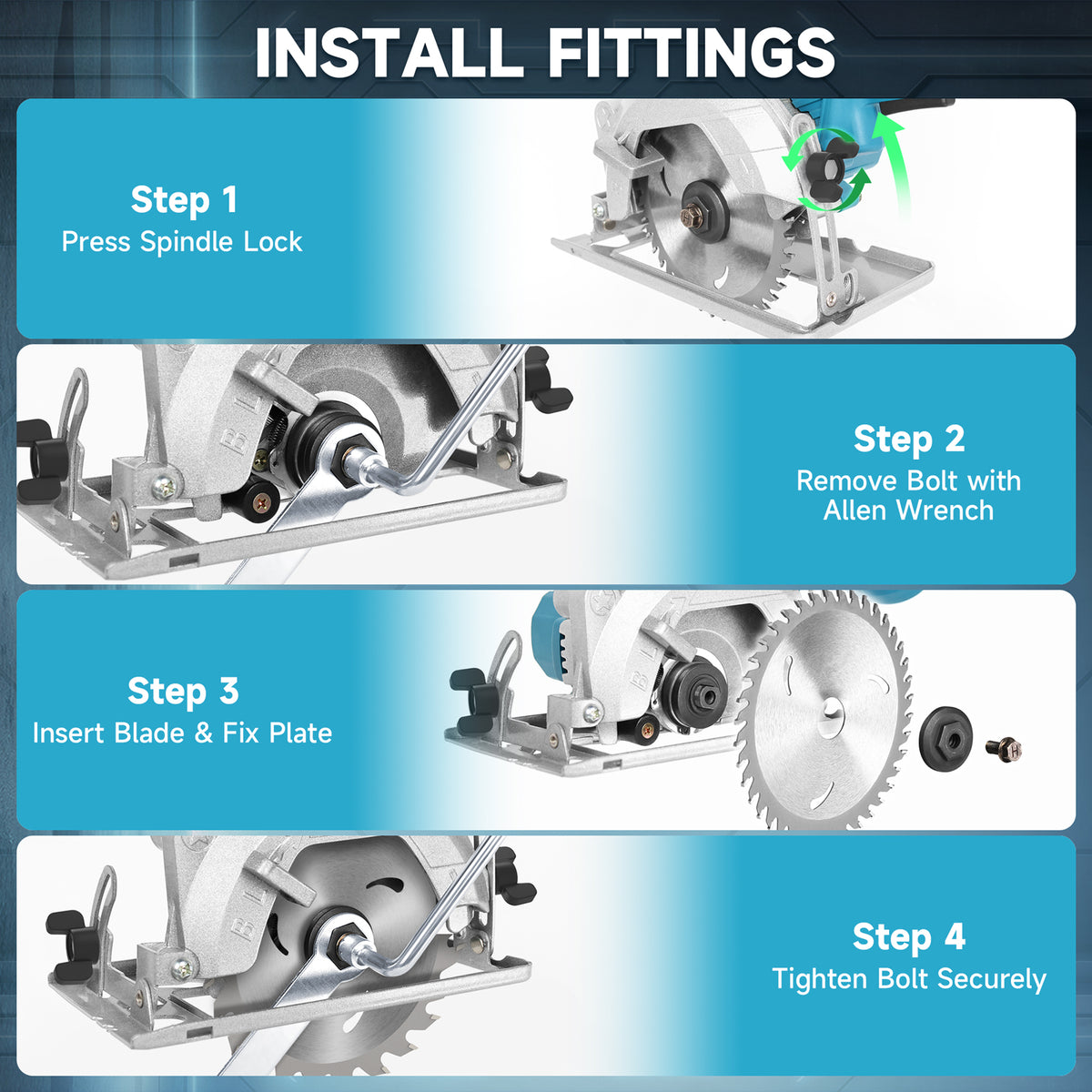 DODOWIN Cordless Circular Saw Kit with Adjustable Base