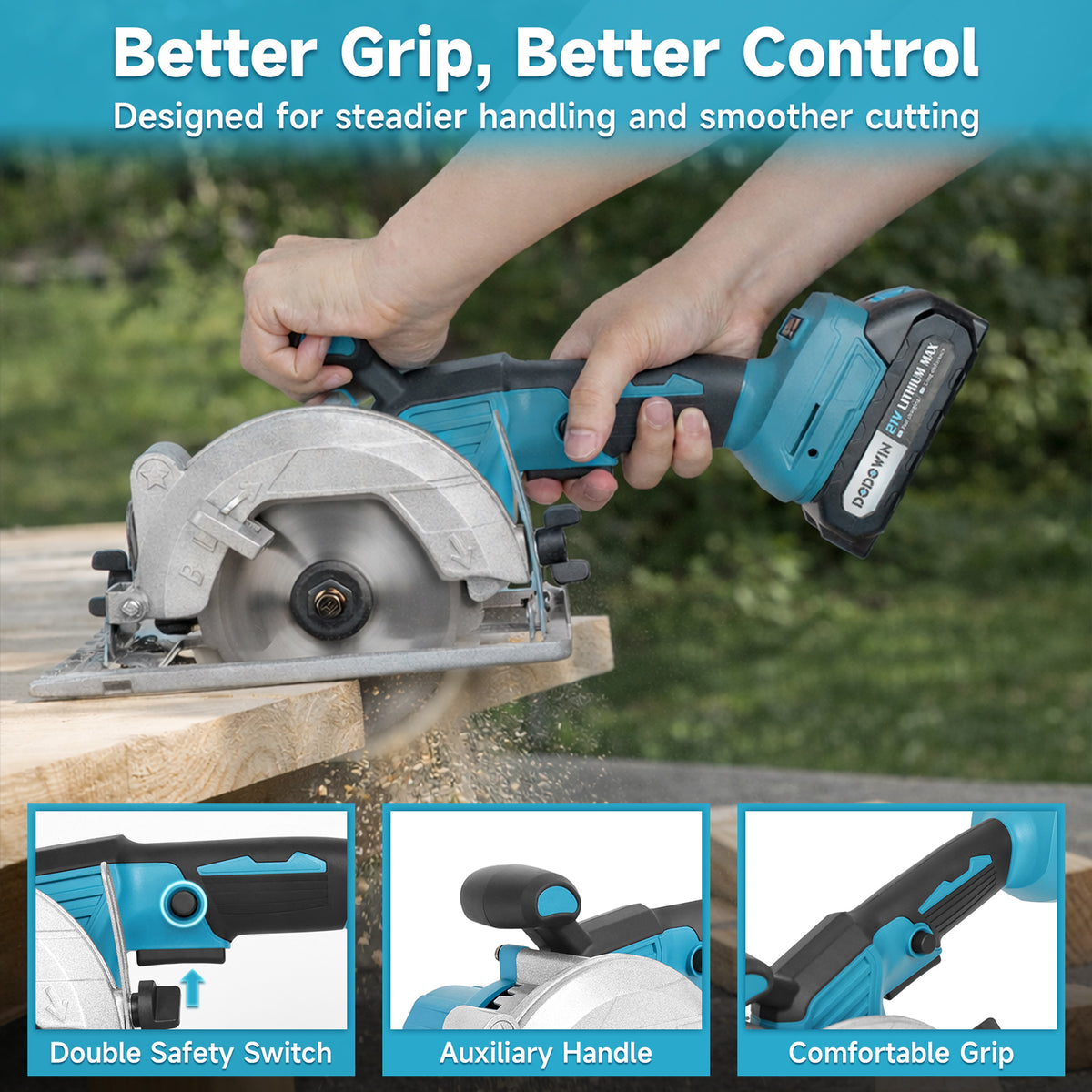 DODOWIN Cordless Circular Saw Kit with Adjustable Base