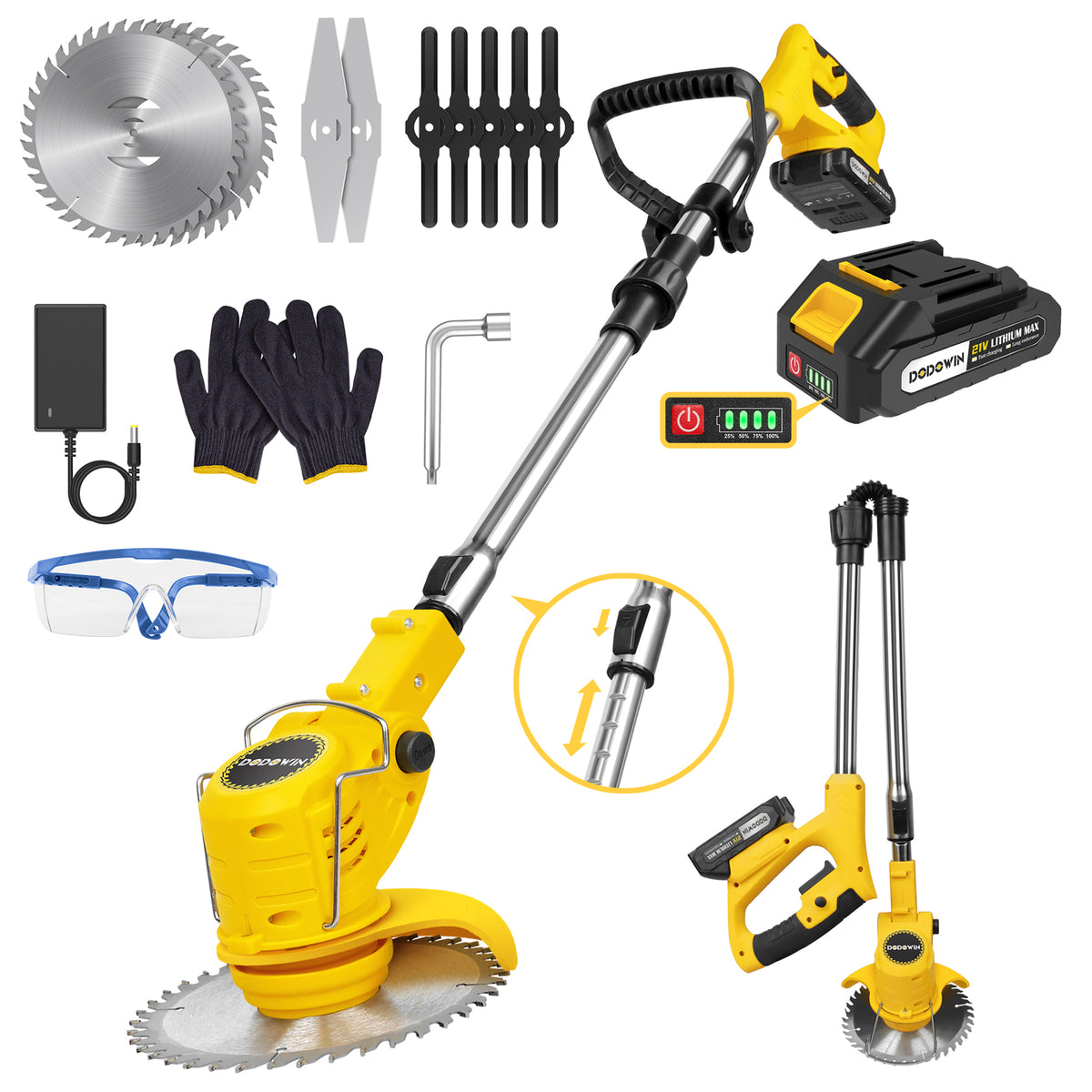 DODOWIN Folding Cordless Grass Trimmer for Lawn Edges