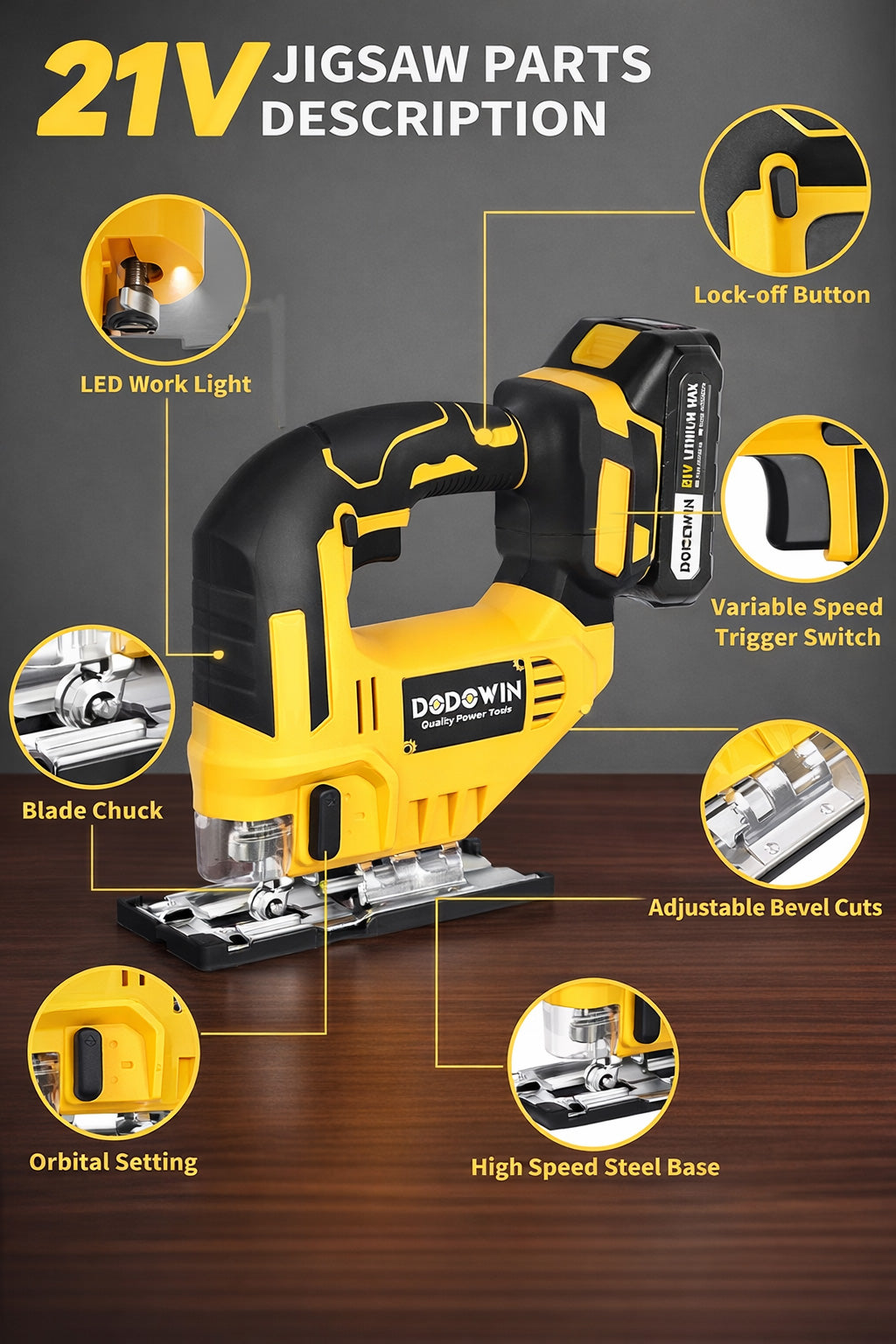 DODOWIN JS2 Cordless Jigsaw Kit