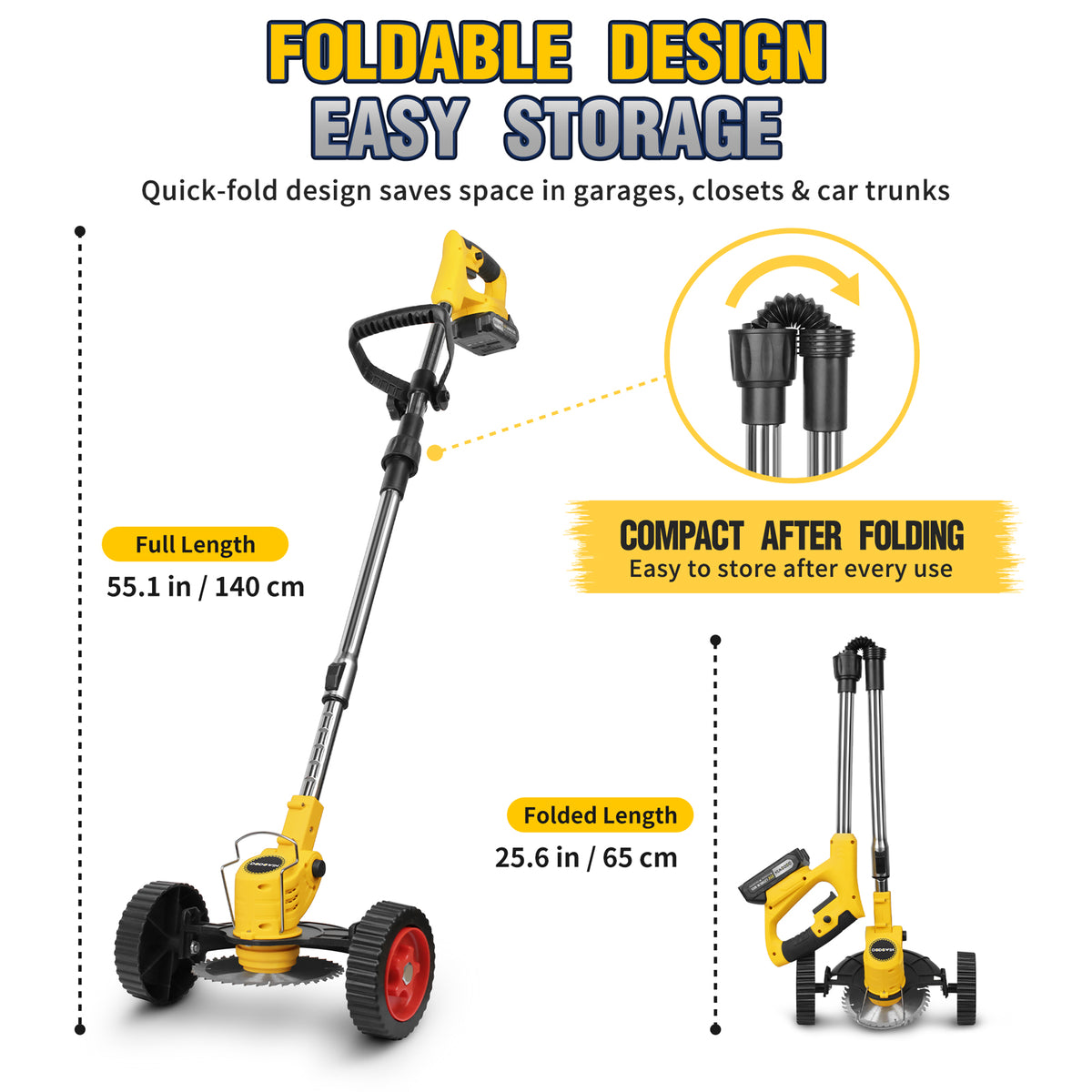 DODOWIN Folding Cordless Grass Trimmer for Lawn Edges