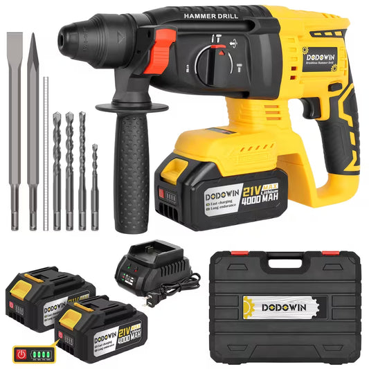 DODOWIN Cordless SDS-Plus Rotary Hammer Kit with Carrying Case