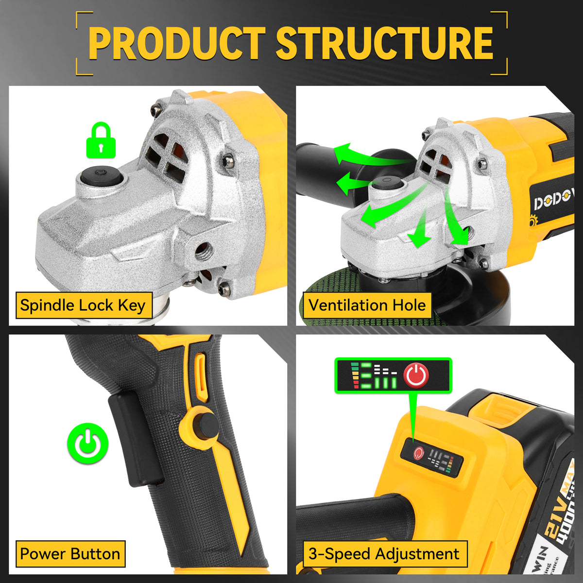 DODOWIN AG2 Cordless Angle Grinder Kit